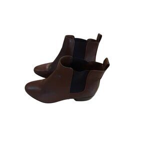 Call It Spring Vegan Ankle Booties Boots Womens Size 8 Dark Brown Leather